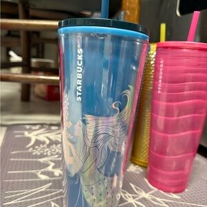 Starbucks Blue Tumbler with Mermaid Design